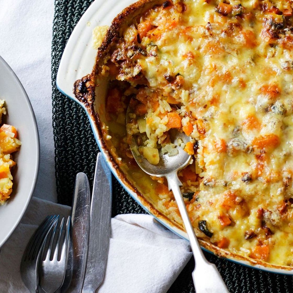 Creamy vegetable and rice bake recipe