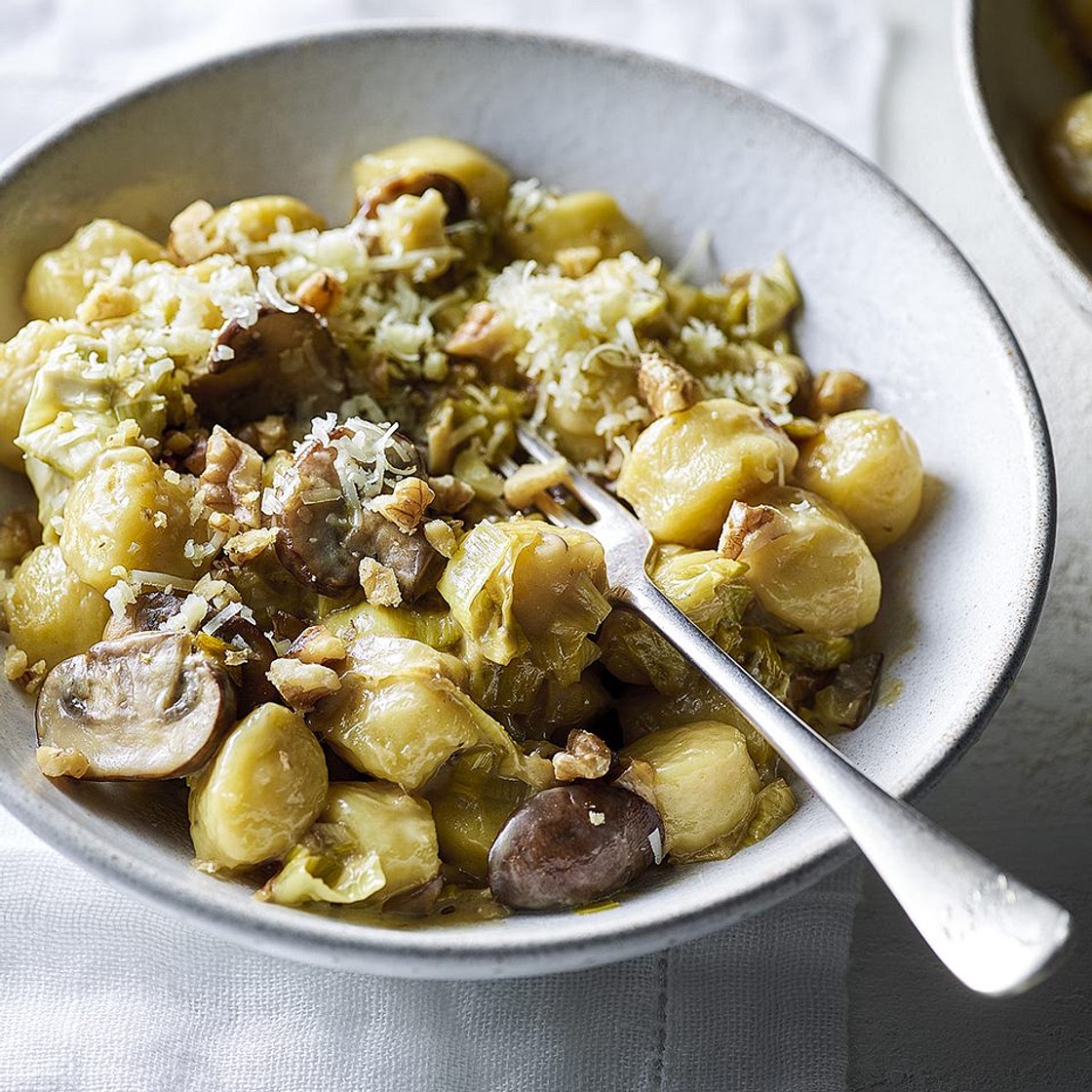 Leek, mushroom and mature cheddar gnocchi