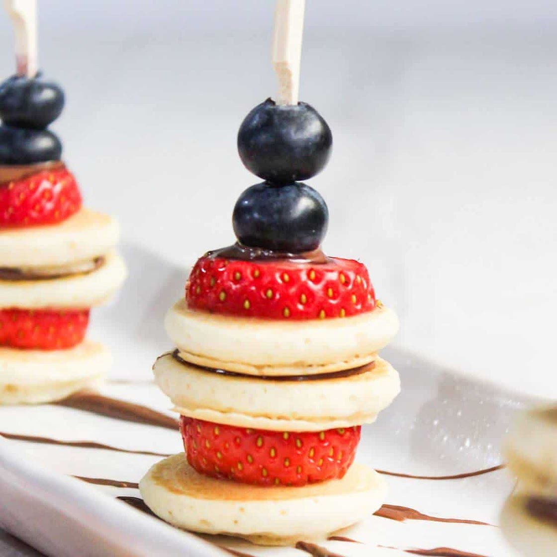 Mini Pancake Skewers with Berries