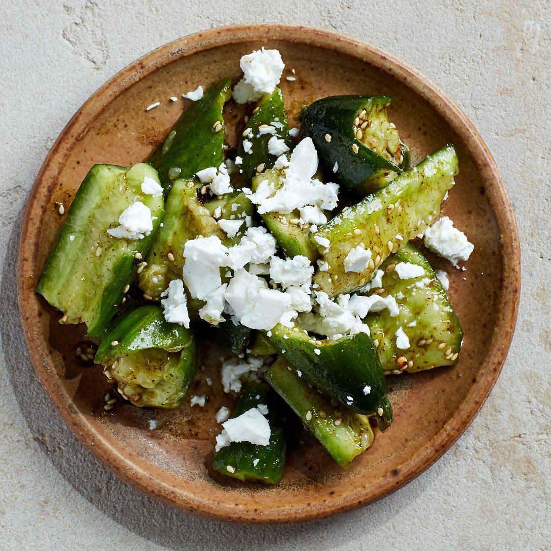 Smashed Cucumber Salad With Za'atar and Feta