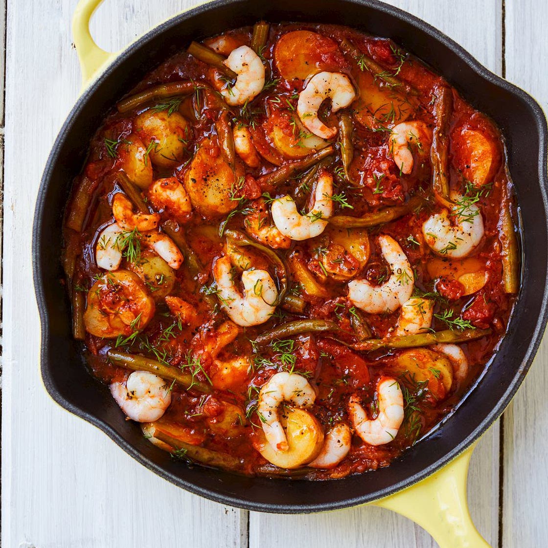 Prawn and green bean stew