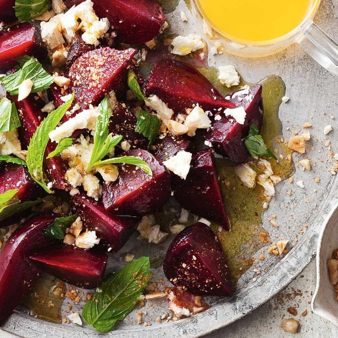 Roast beetroot with fetta and hazelnut dukkah
