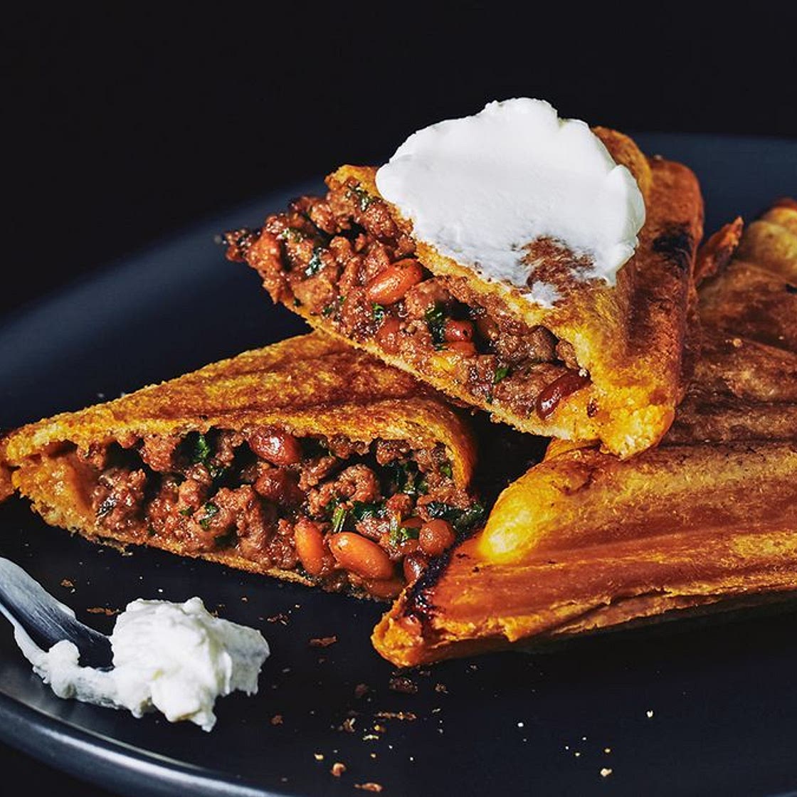 Darren Purchese's spicy lamb mince jaffle