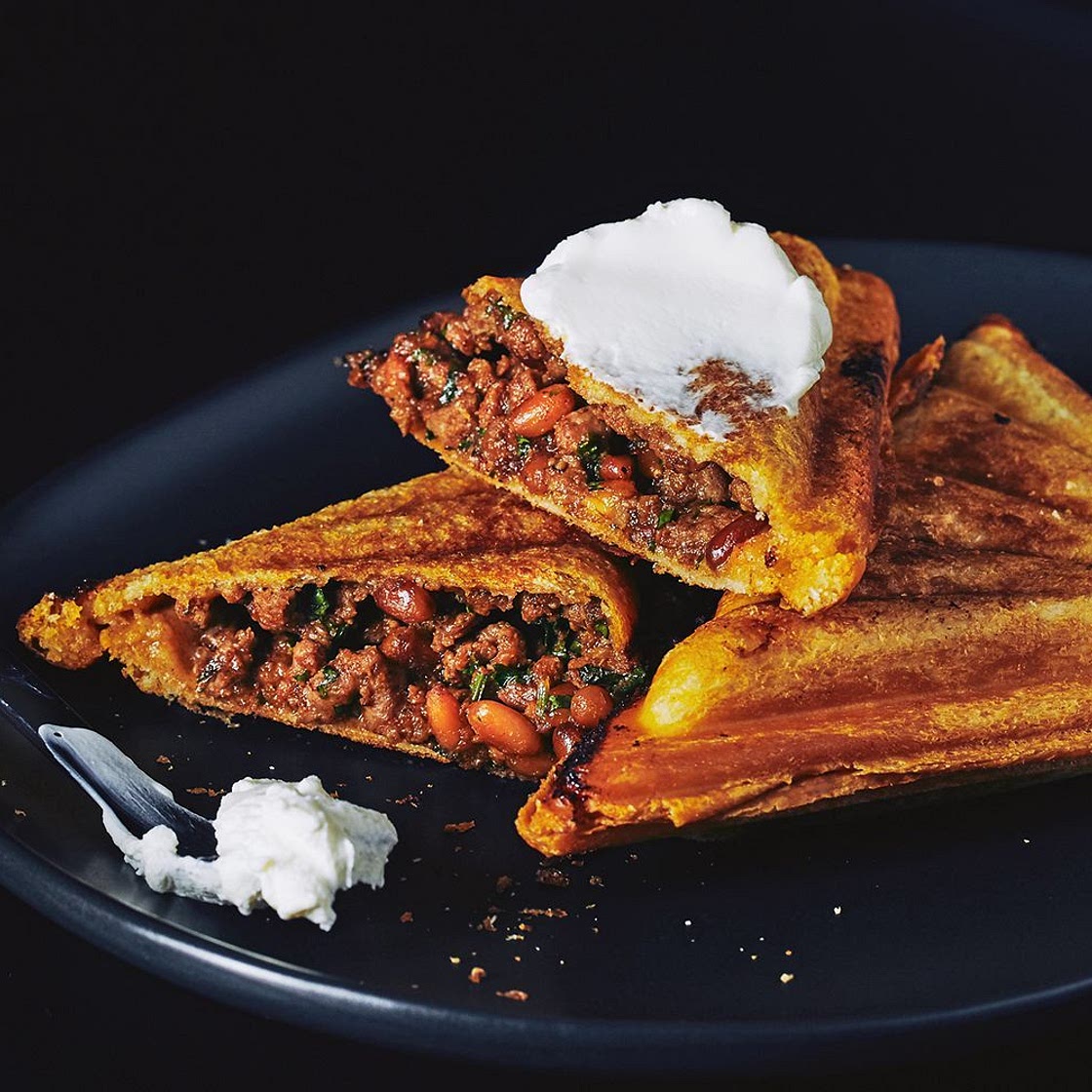 Darren Purchese's spicy lamb mince jaffle