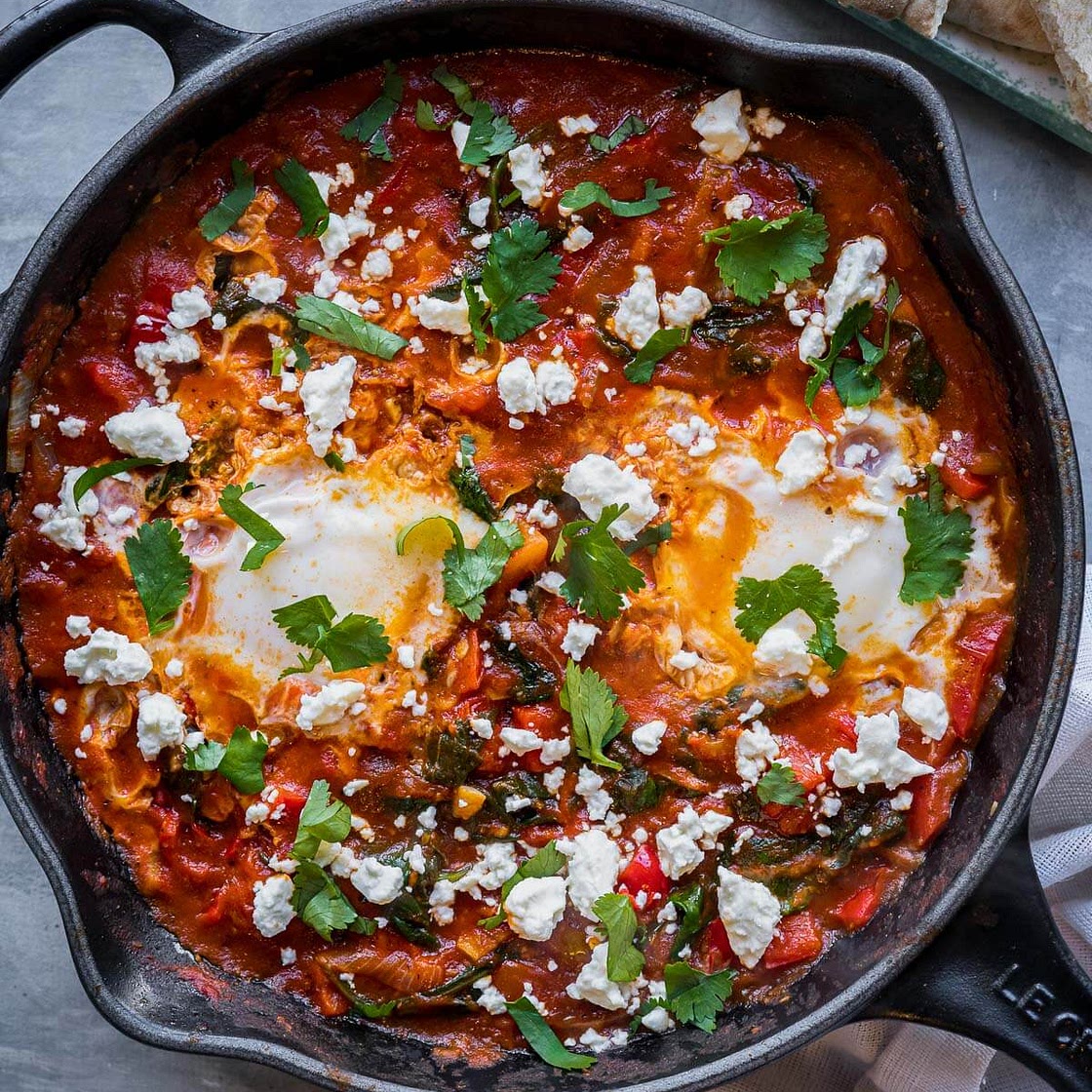 Shakshuka with Feta and Spinach