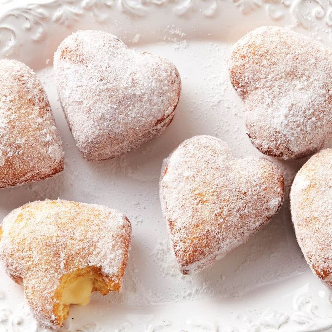 Sweet heart custard doughnuts