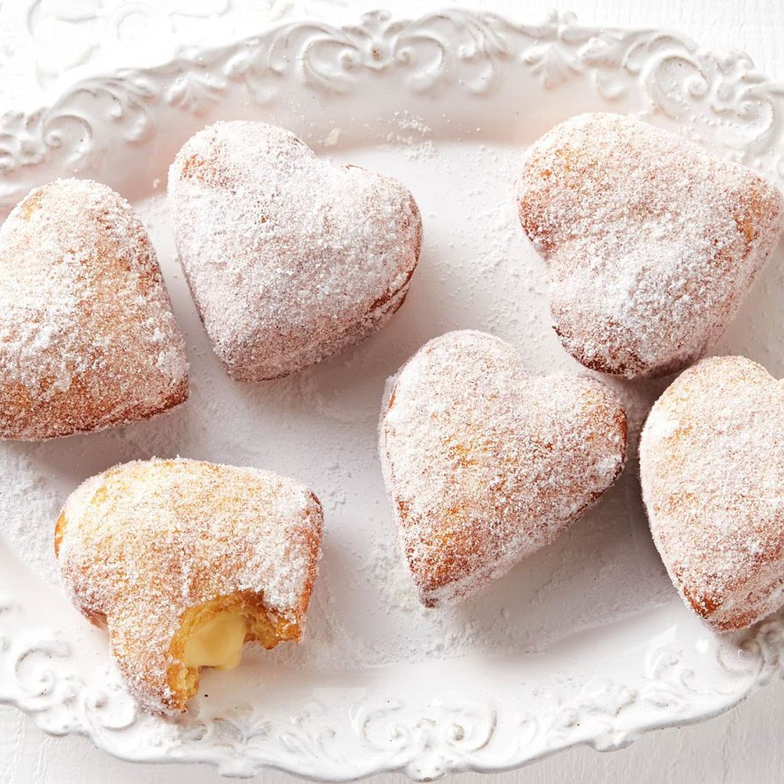 Sweet heart custard doughnuts
