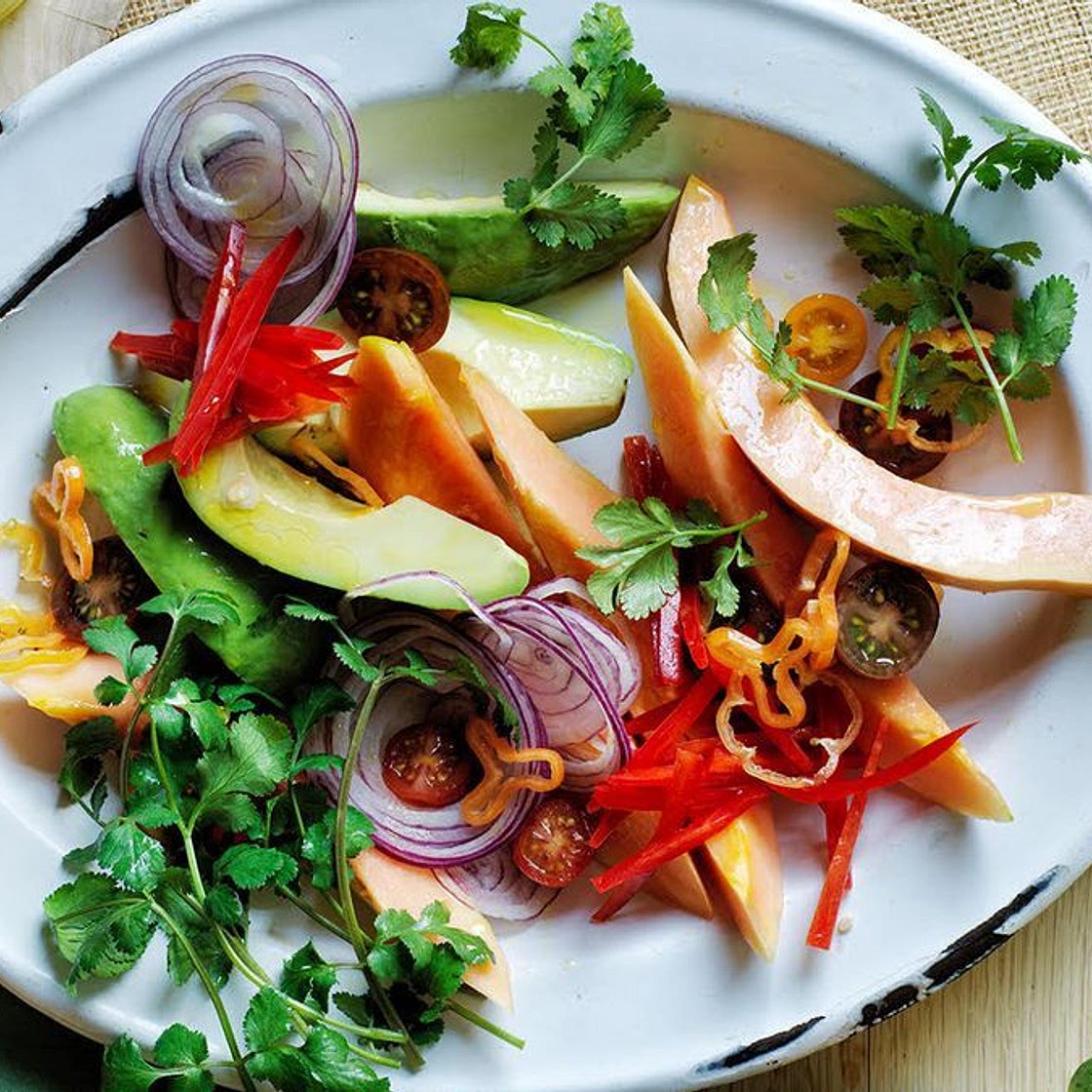 Avocado and papaya ceviche