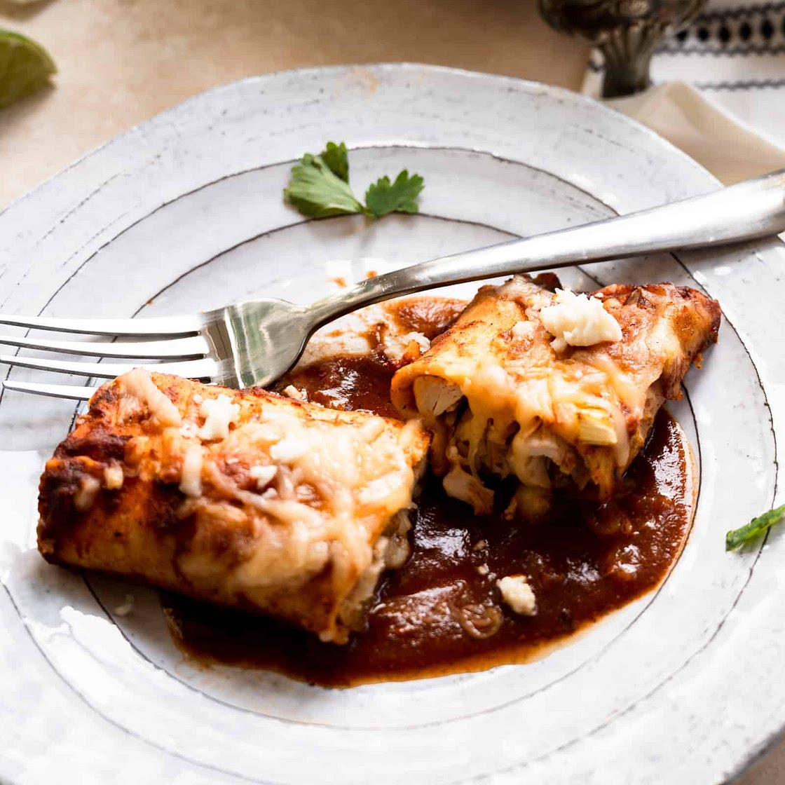 Chicken Enchiladas with Red Adobo Sauce