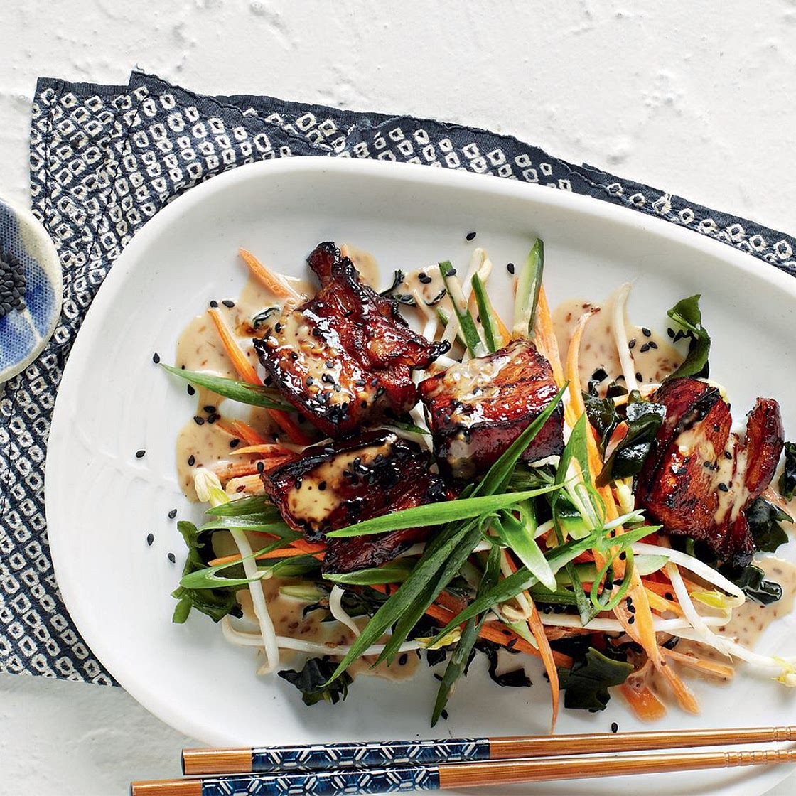 Caramelised pork belly salad