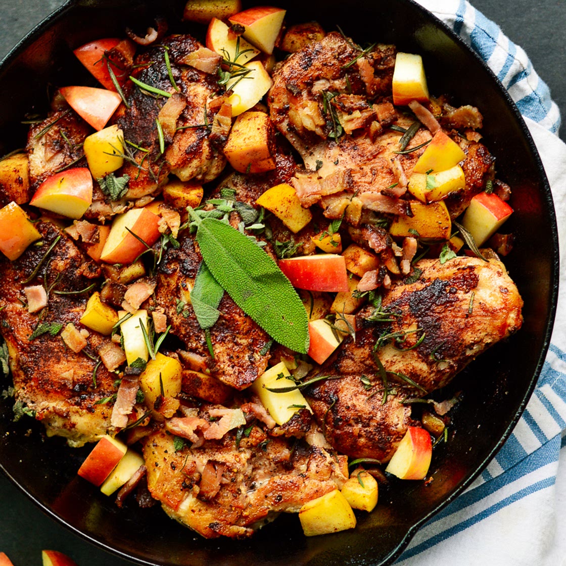 Apple & Cinnamon Chicken Thighs with Bacon