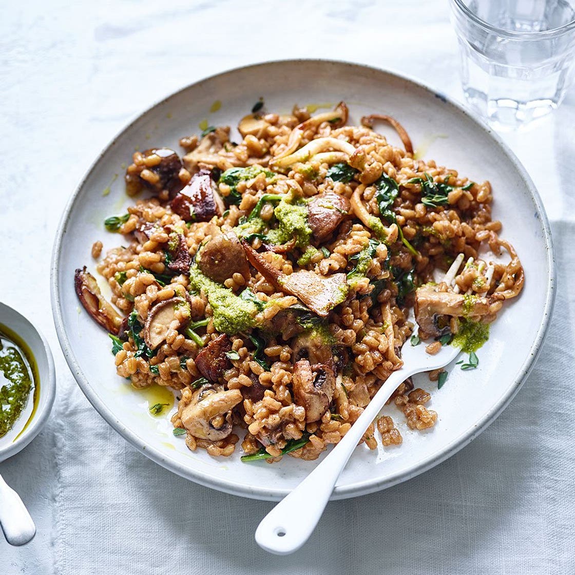 Mushroom and thyme spelt-otto