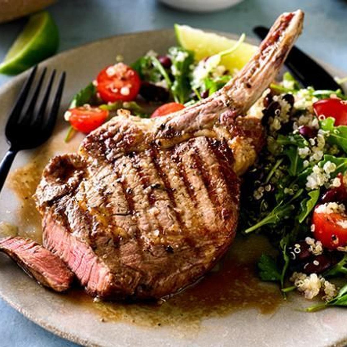 Beef Rib Eye with Spicy Quinoa and Bean Salad Recipe