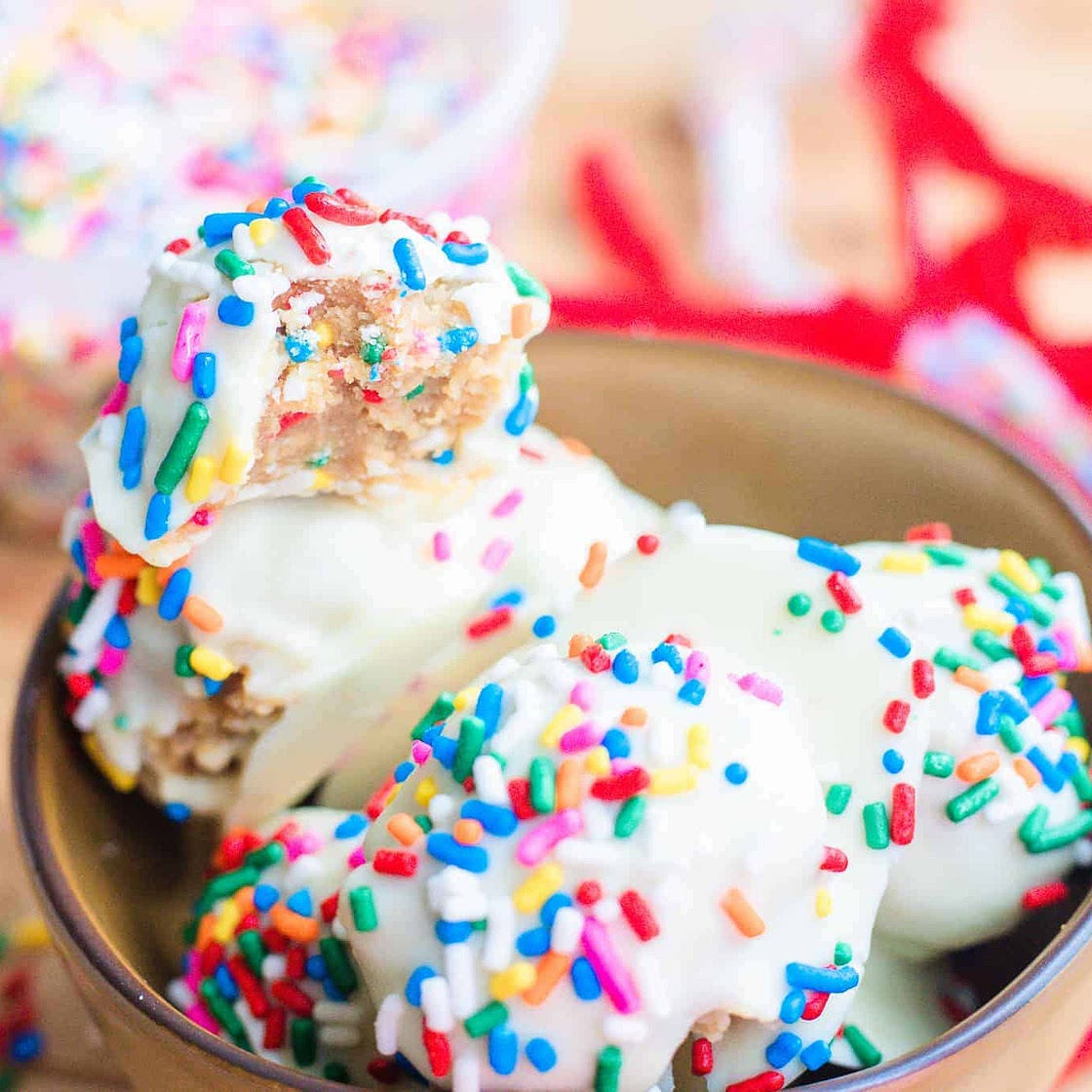 Gluten-Free Confetti Cookie Dough Bites with White Chocolate