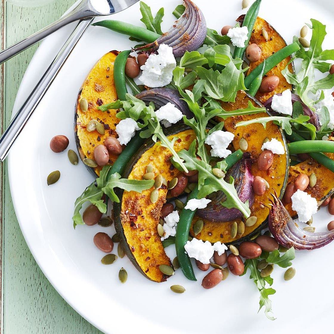 Pumpkin & bean salad with feta