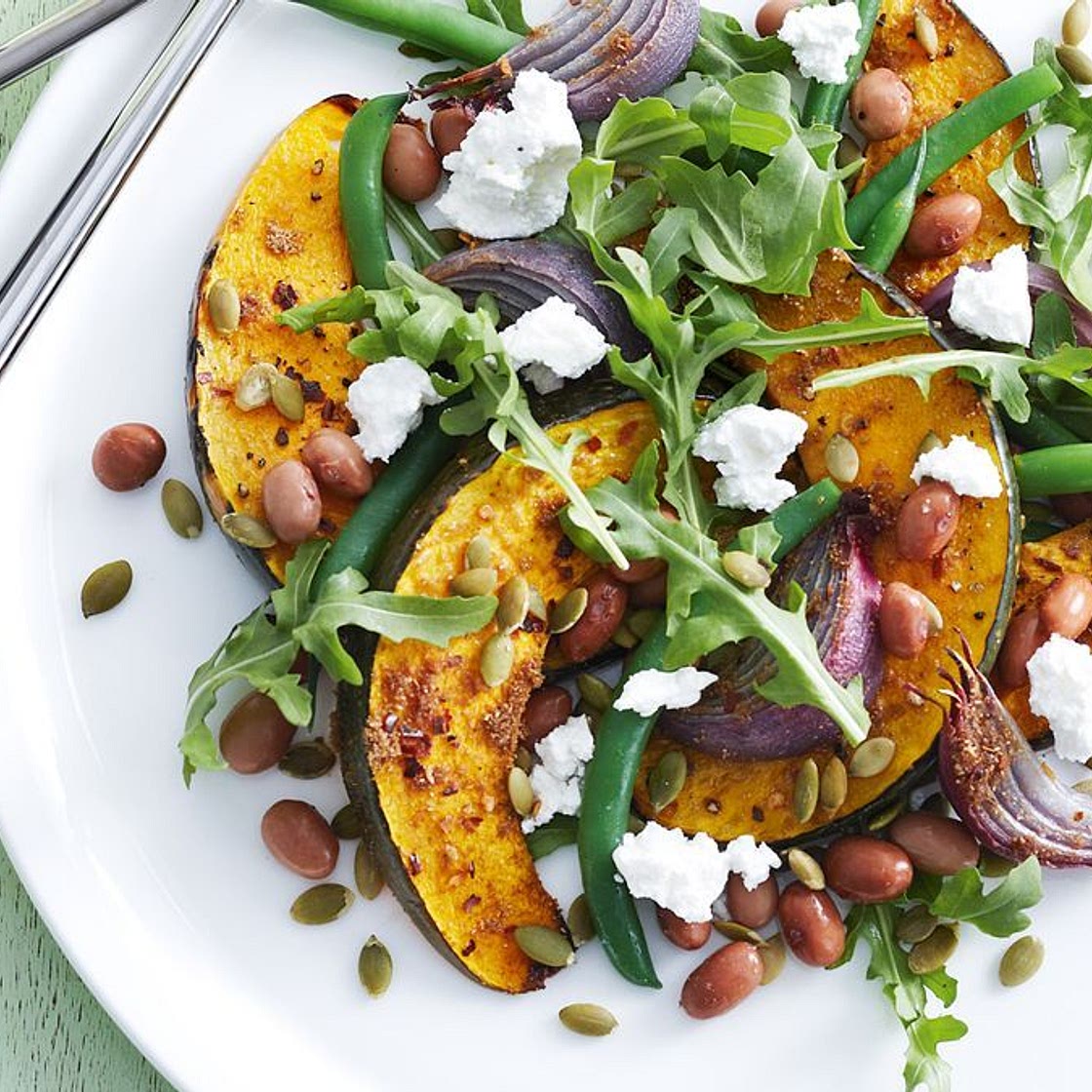 Pumpkin & bean salad with feta