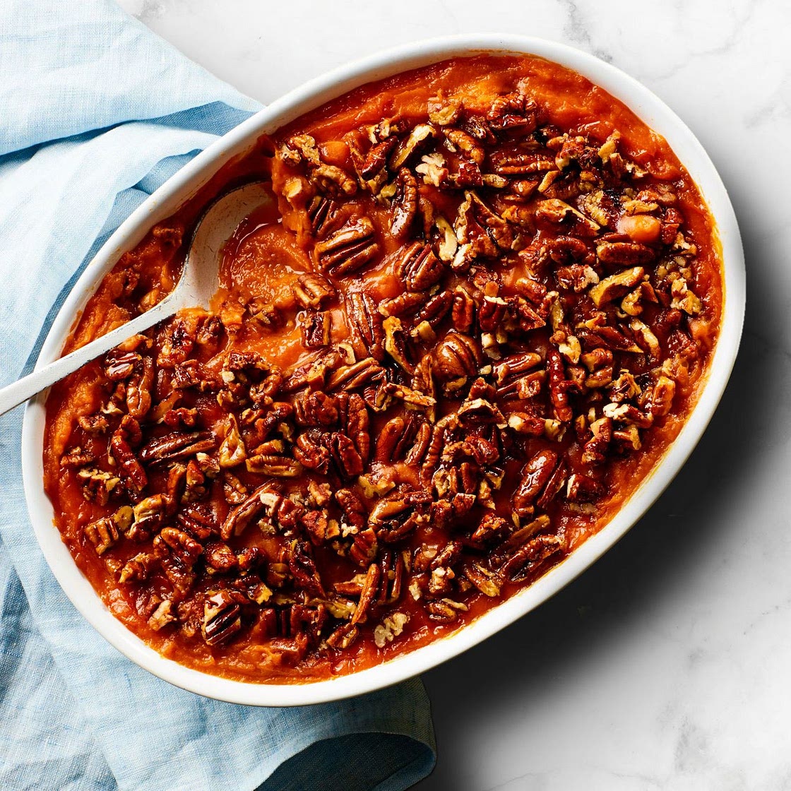 3-Ingredient Sweet Potato Casserole With Maple Pecans