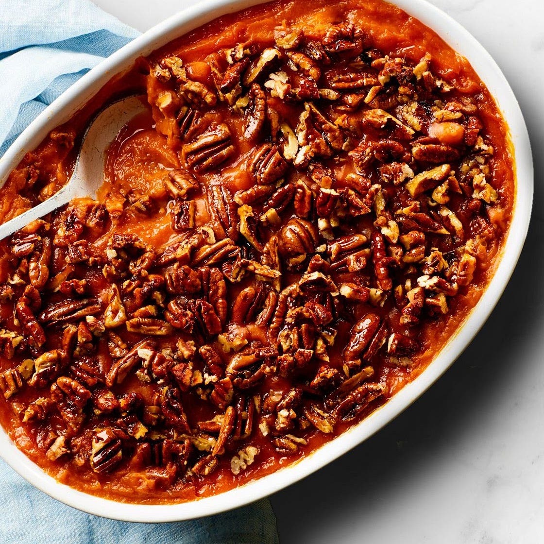 3-Ingredient Sweet Potato Casserole With Maple Pecans