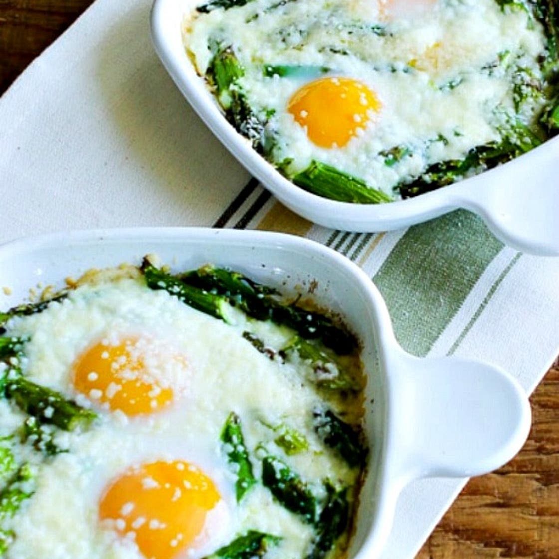 Baked Eggs and Asparagus with Parmesan
