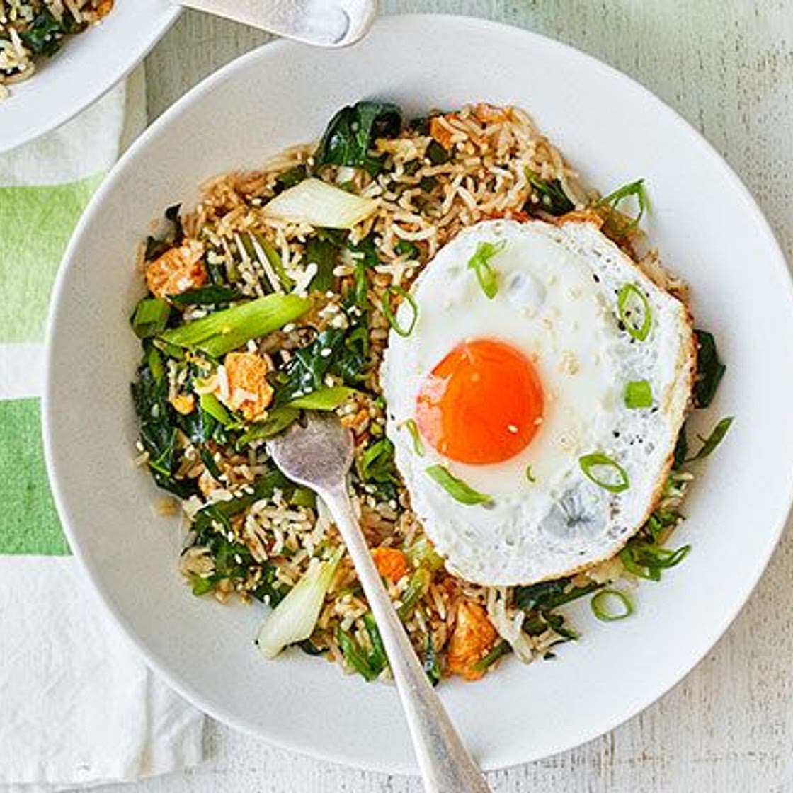 Spring green fried rice & eggs