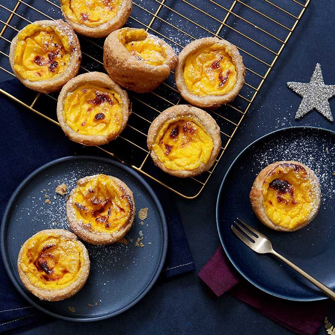Clementine custard tarts