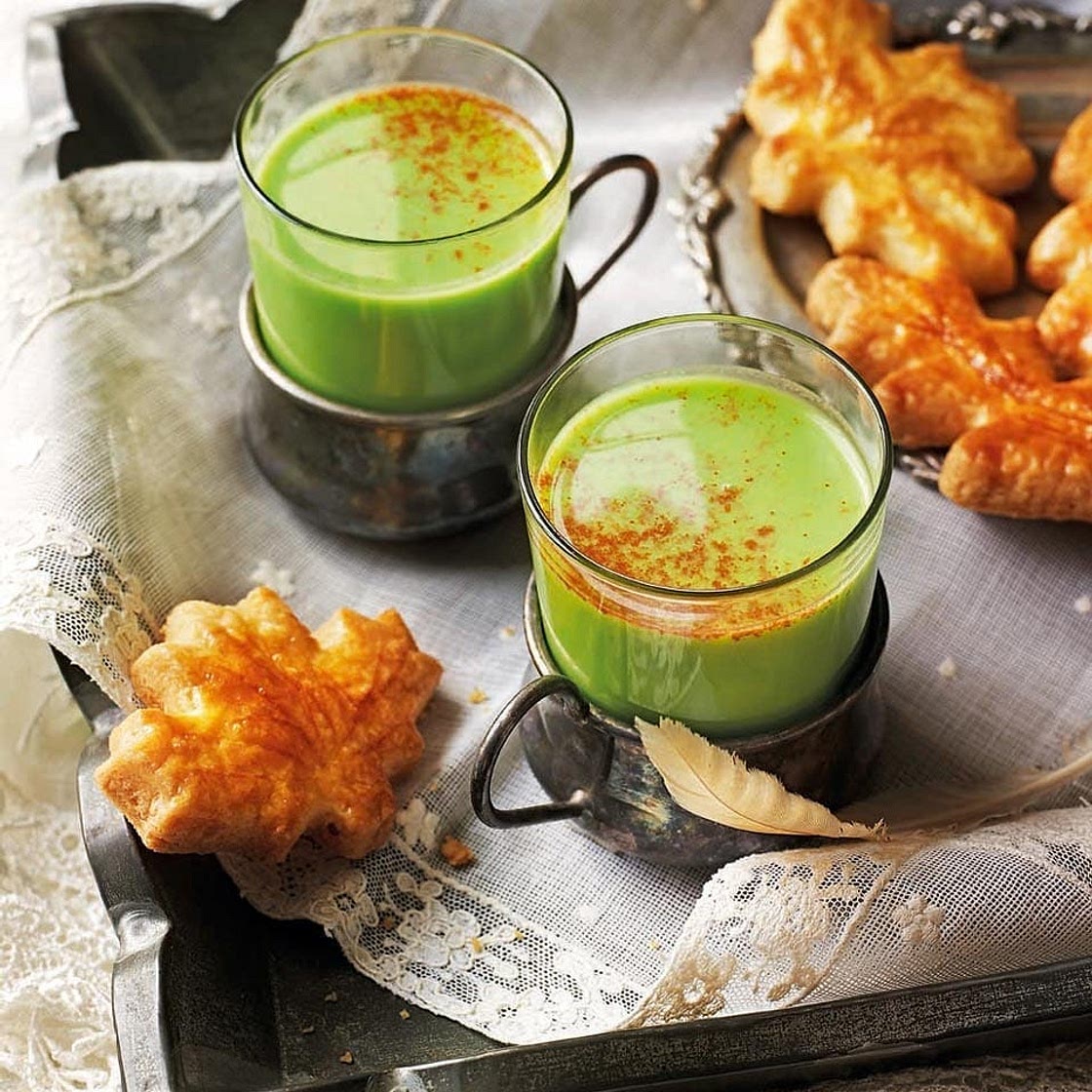 Spiced pea soup with cheddar sablés