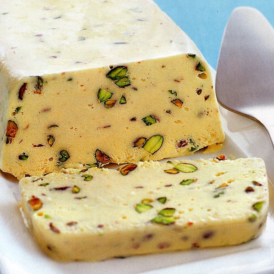 Peach & pistachio semifreddo