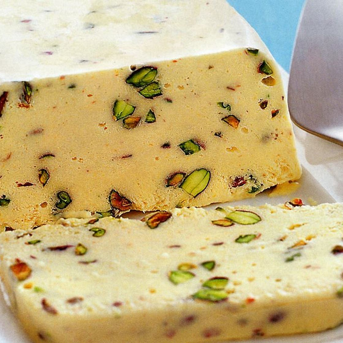 Peach & pistachio semifreddo