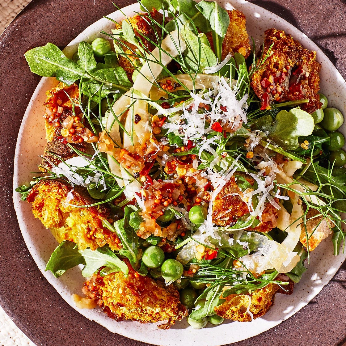 Spring-y Panzanella With Kombucha Vinaigrette