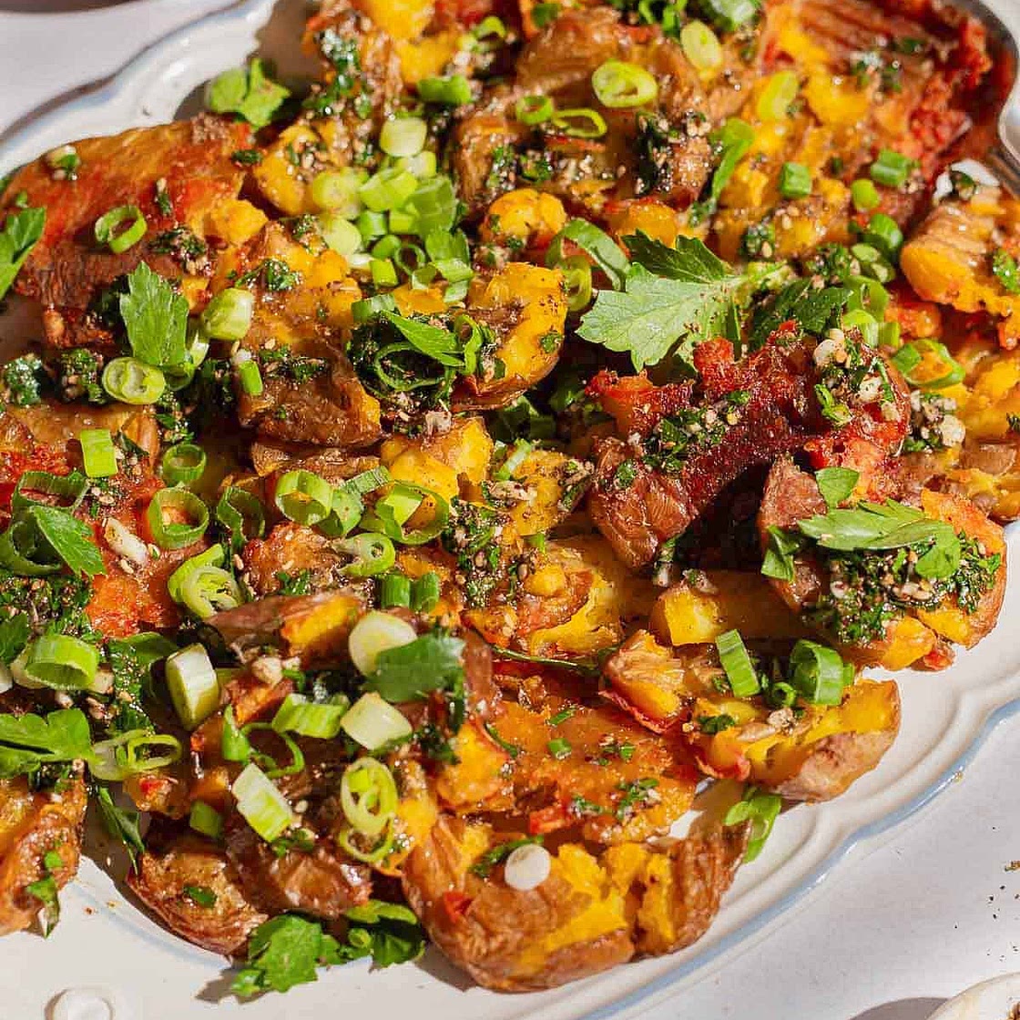 Crispy Smashed Potatoes with Garlic and Za'atar