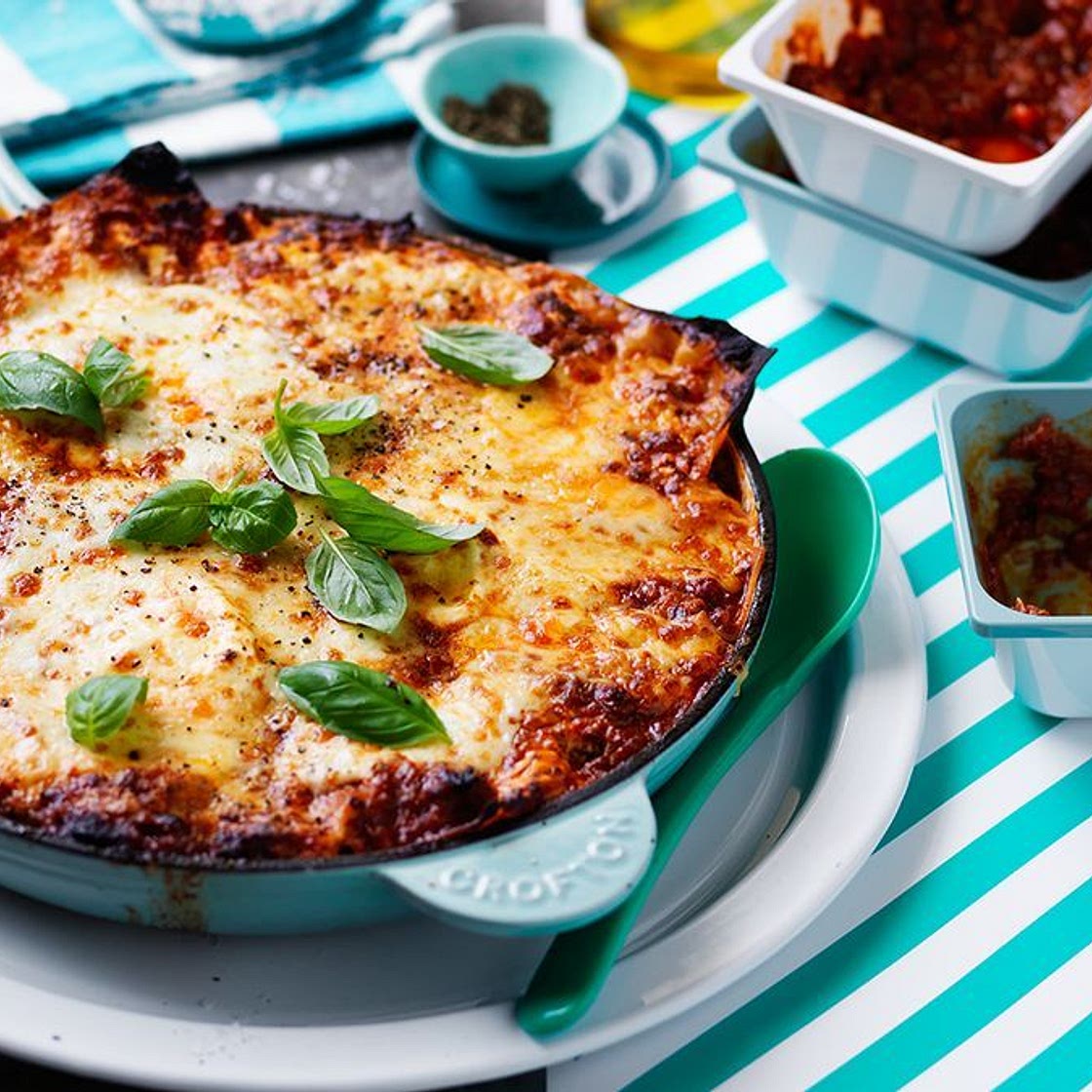 Cheesy chorizo lasagne
