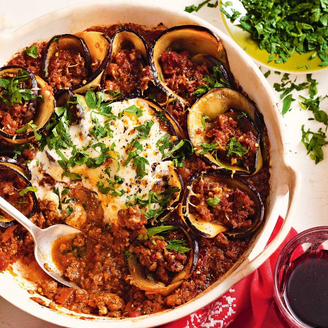 Eggplant rotolo ragu