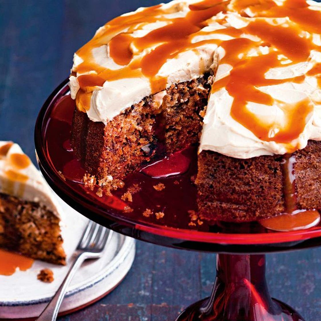 Beetroot and carrot cake with caramel icing