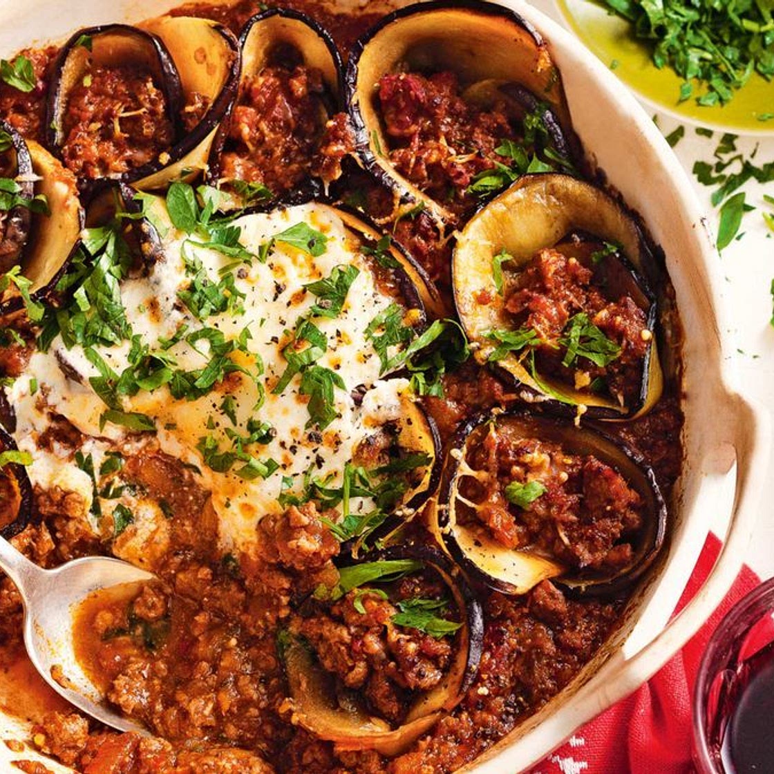 Eggplant rotolo ragu