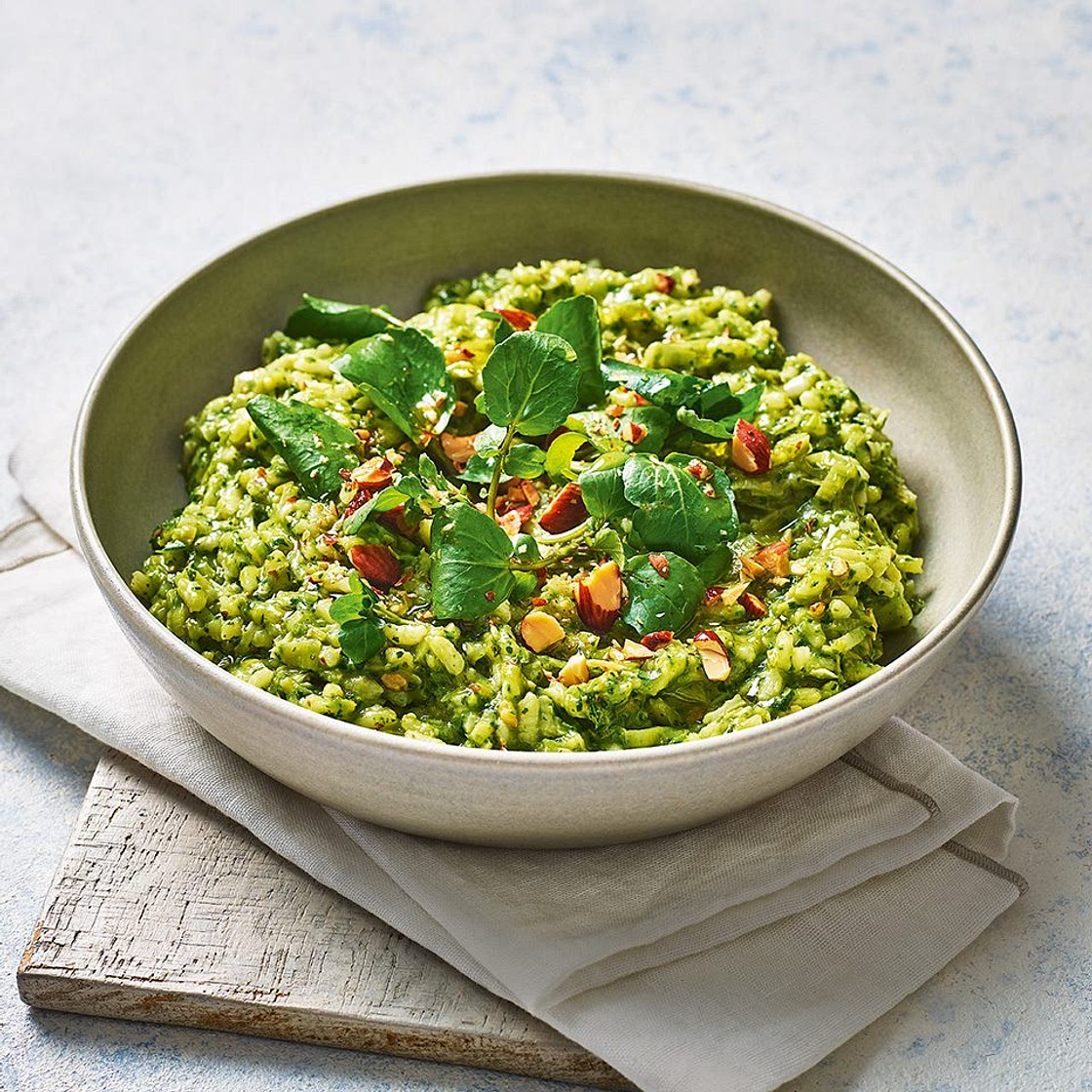 Leek and watercress risotto