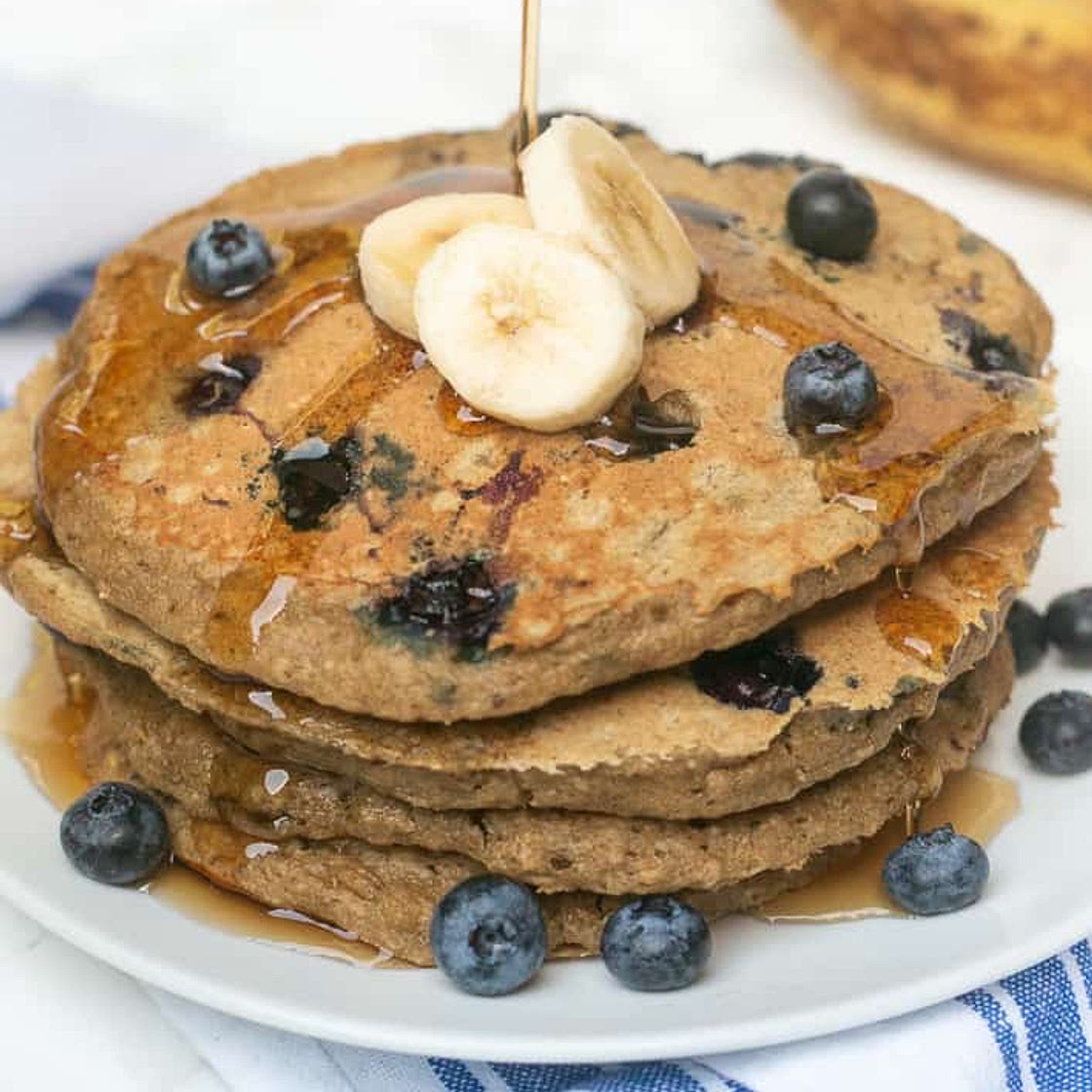 Blueberry Banana Oatmeal Pancakes for One (Gluten-Free & Dairy-Free)