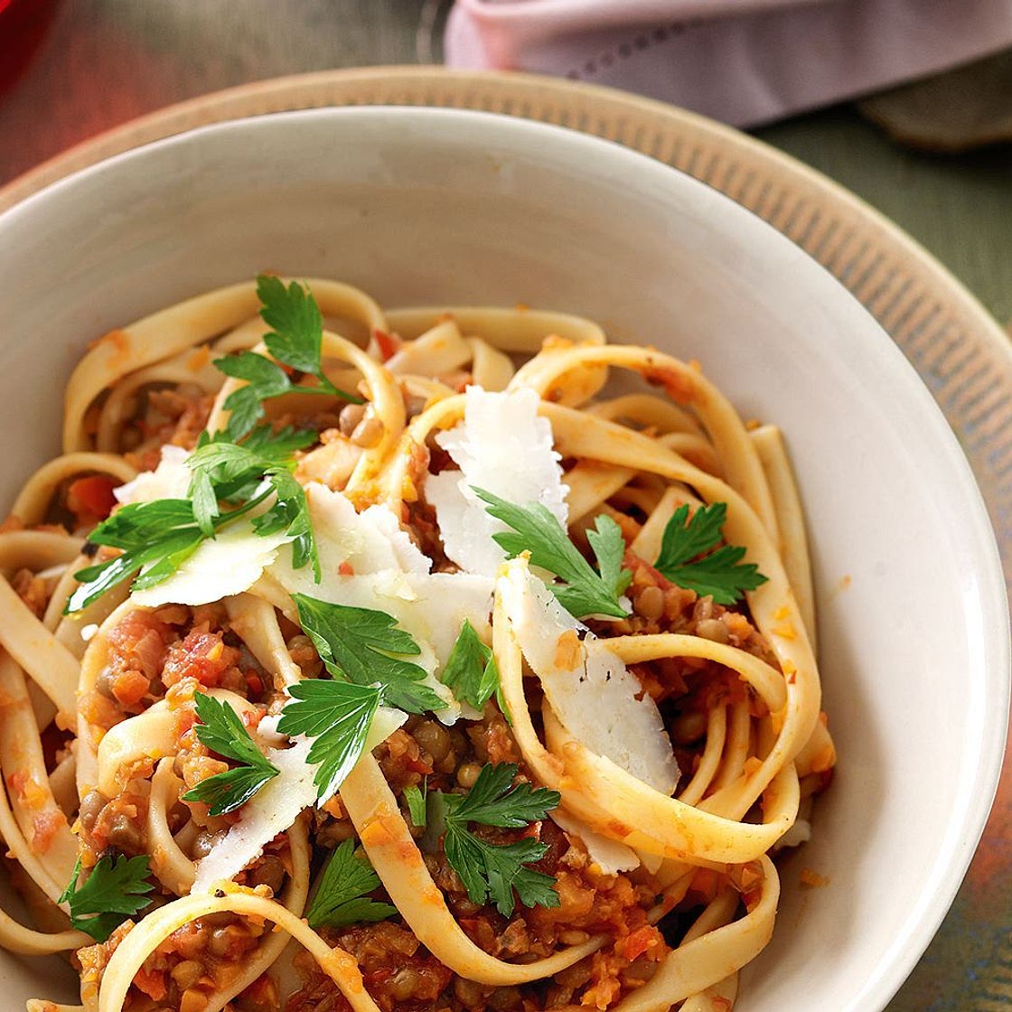 Vegetarian bolognese with fettuccine