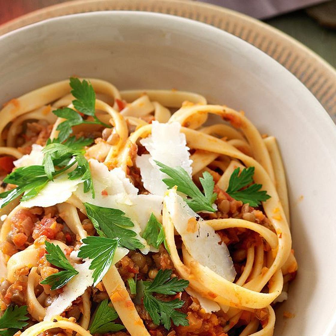 Vegetarian bolognese with fettuccine