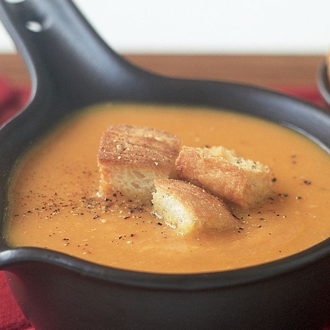 Moroccan sweet potato, carrot and chickpea soup