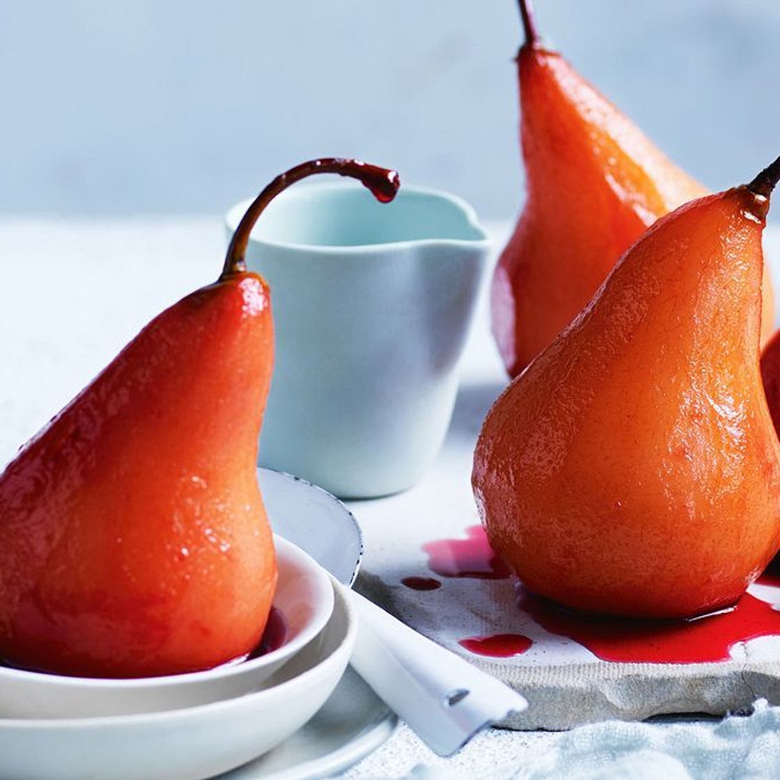 Spiced cranberry slow-cooker poached pears