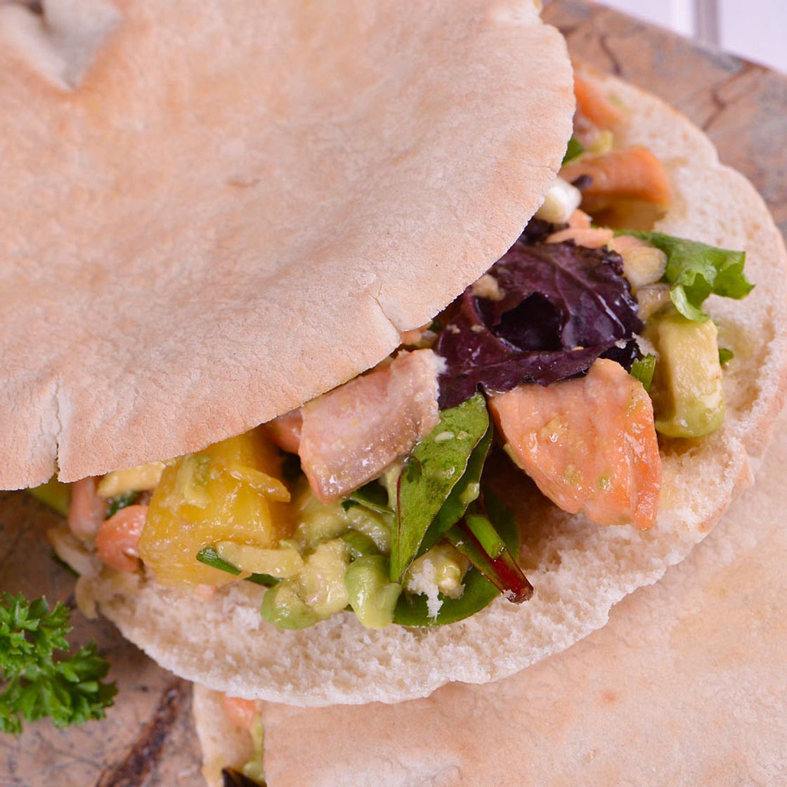 Pita de salmón teriyaki
