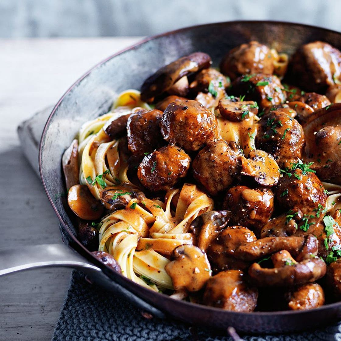 Venison meatball and wild mushroom ragout