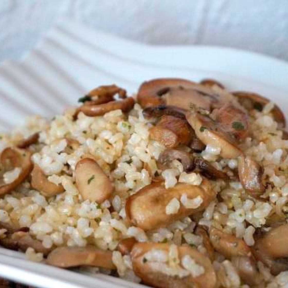 Receita de Arroz integral com cogumelo