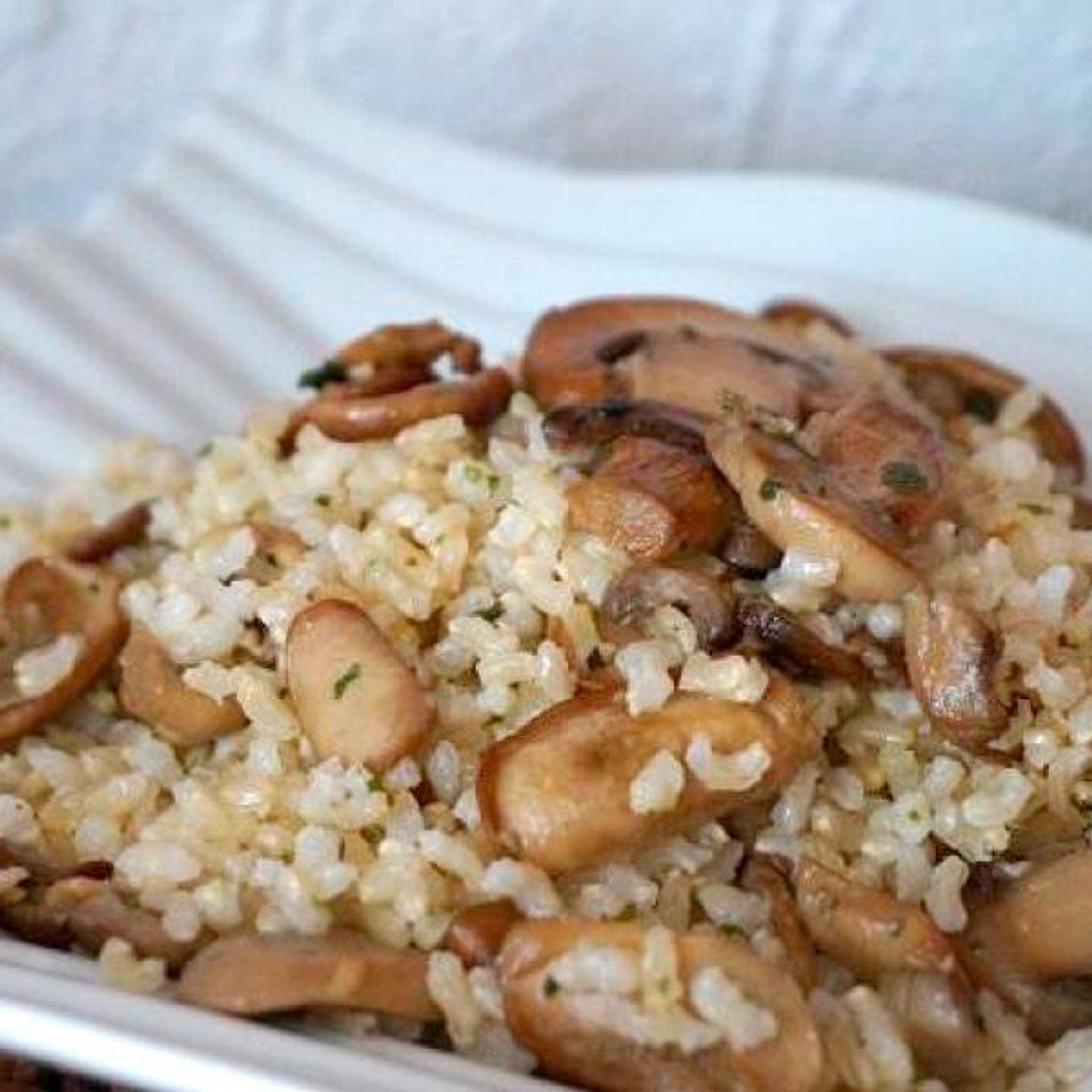 Receita de Arroz integral com cogumelo