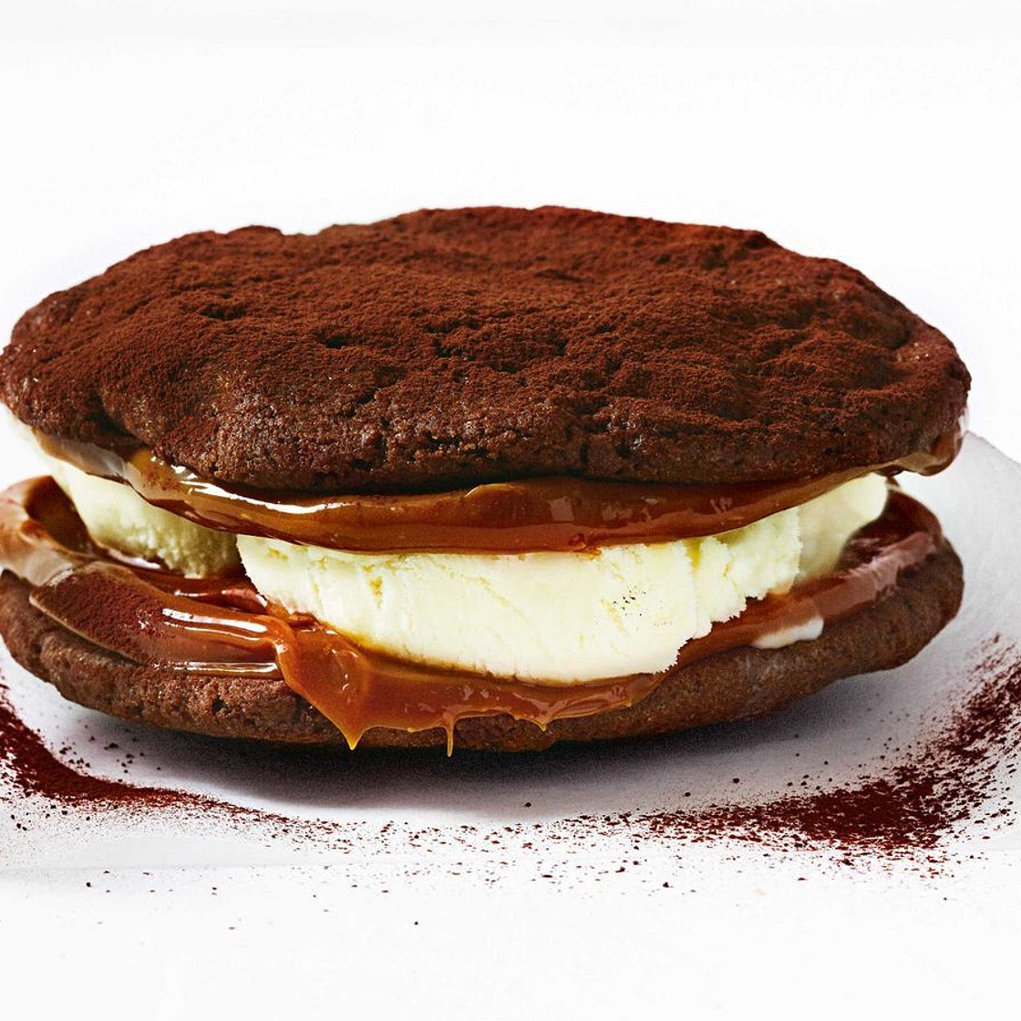 Triple choc cookie dulce de leche ice-cream sandwiches