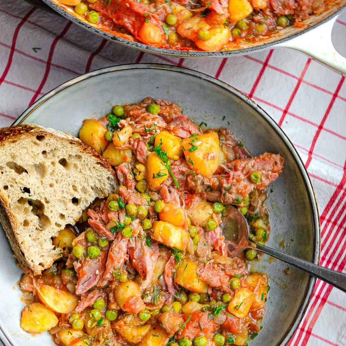 Potato Stew with Peas and Ham Hocks