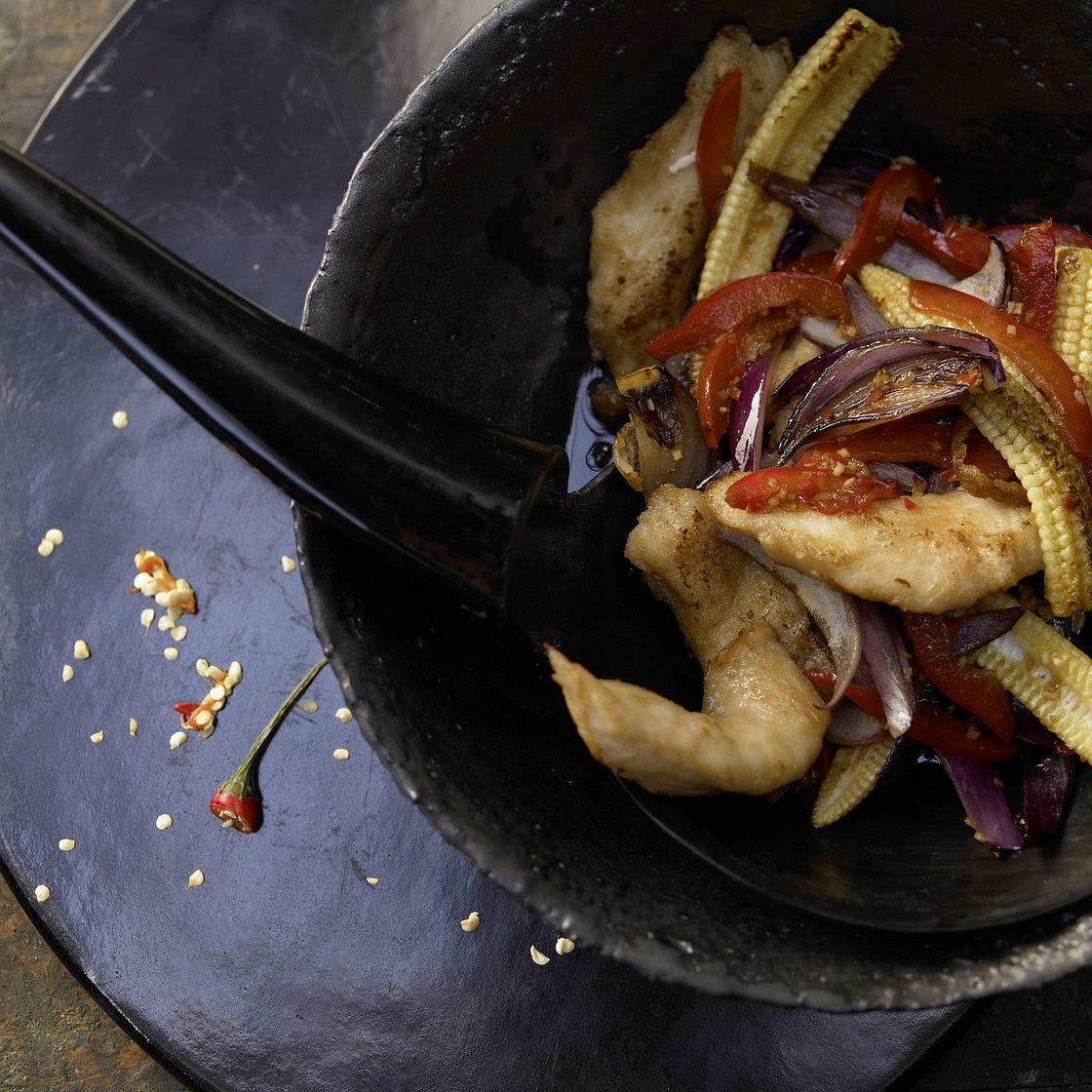 Pangasiusfilet aus dem Wok