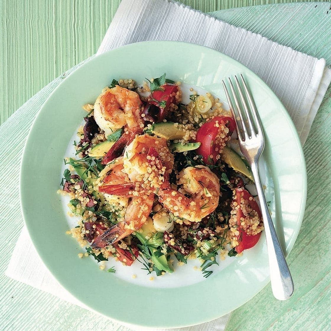 Prawn and avocado quinoa salad