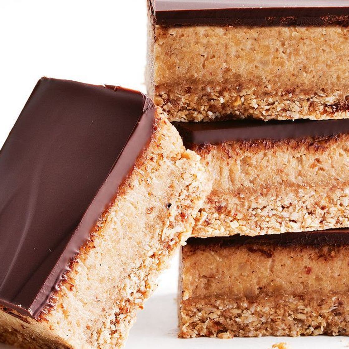 Nutty chocolate caramel slice