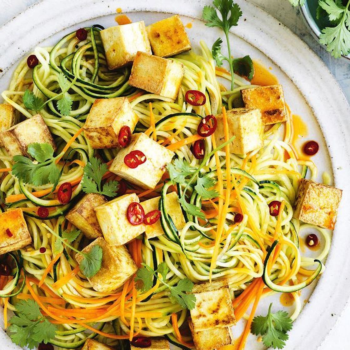 Chilli tofu zoodles